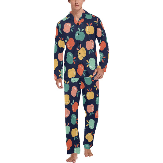 Apple Pattern Print Design AP09 Men's Long Pajama Set