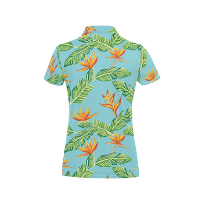 Bird Of Paradise Pattern Print Design BOP04 Women's Polo Shirt