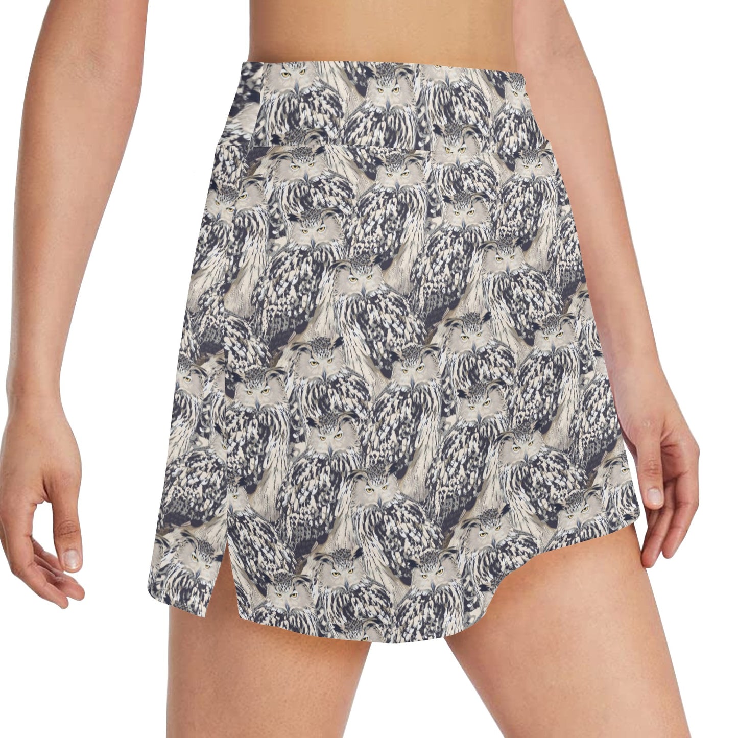 Owl Realistic Themed Design Print 17" Golf & Pickleball Skort with Pockets