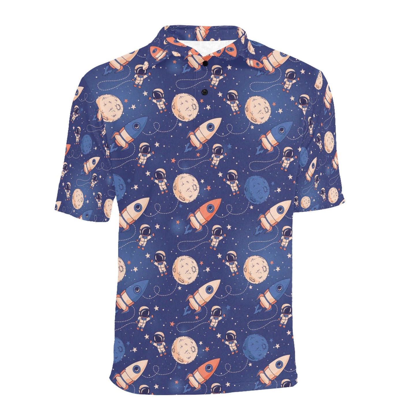 Space Astronaut Rocket Print Design LKS304 Men Polo Shirt