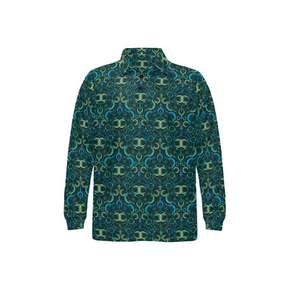Celestial Pattern Print Design 07 Long Sleeve Polo Shirt For Men's