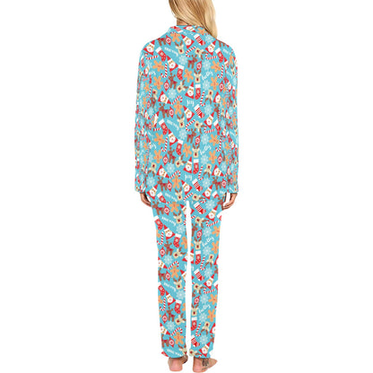 Santa Christmas Themed Print Design LKS306 Women's Long Pajama Set
