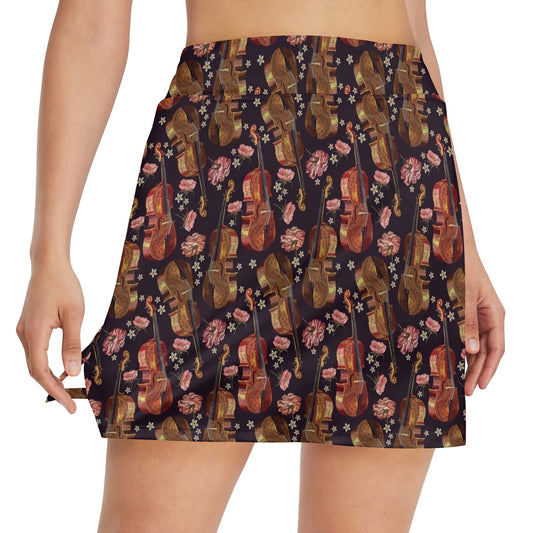 Violin Print Design LKS402 17" Golf & Pickleball Skort with Pockets