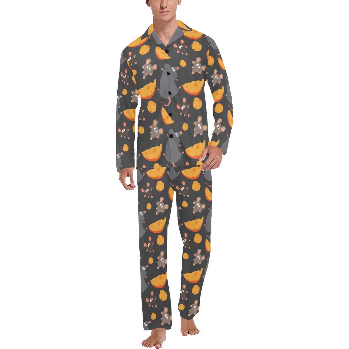 Rat Pattern Print Design 04 Men's Long Pajama Set