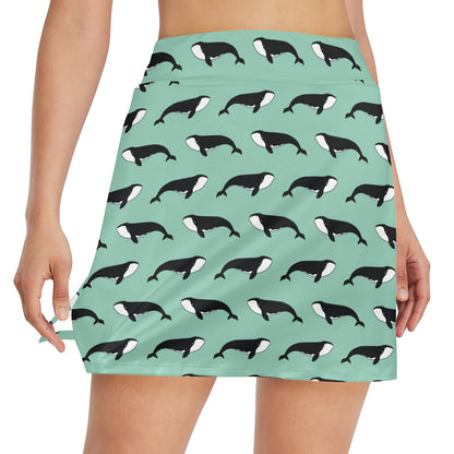 Whale Print Design LKS307 17" Golf & Pickleball Skort with Pockets