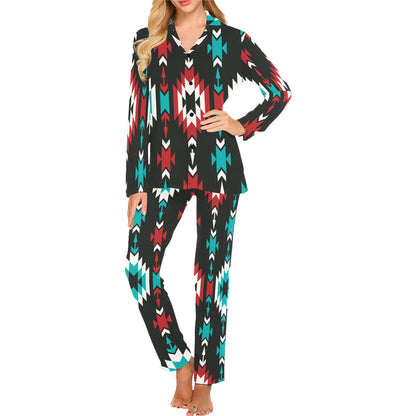 Native Pattern Print Design A08 Women's Long Pajama Set