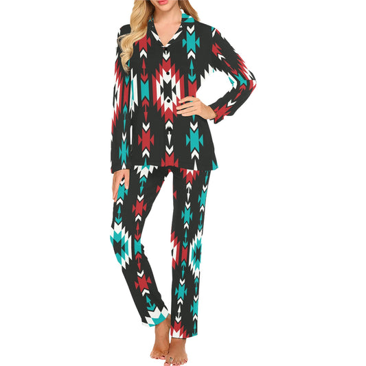 Native Pattern Print Design A08 Women's Long Pajama Set