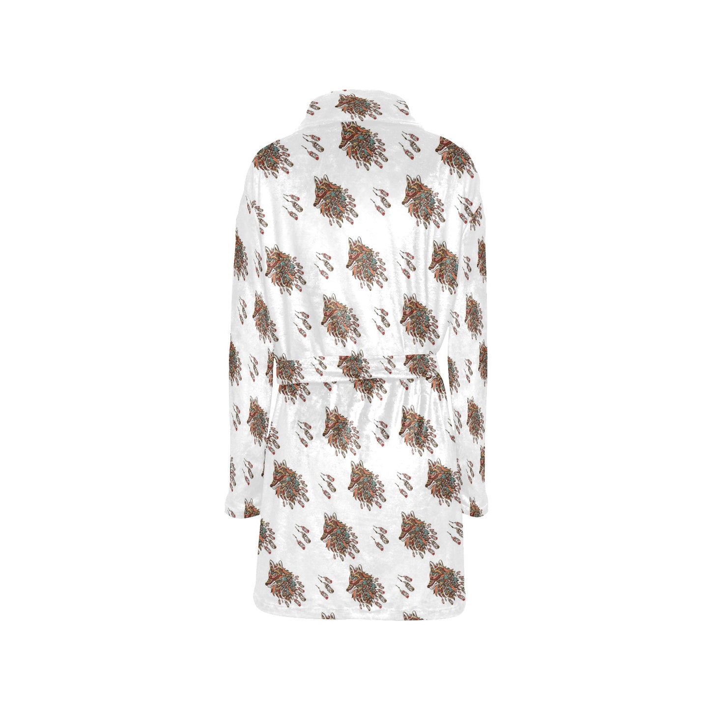 Aztec Wolf Pattern Print Design 02 Women's Fleece Robe