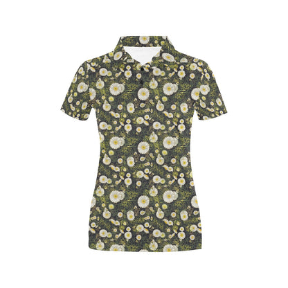 Daisy Pattern Print Design 03 Women's Polo Shirt