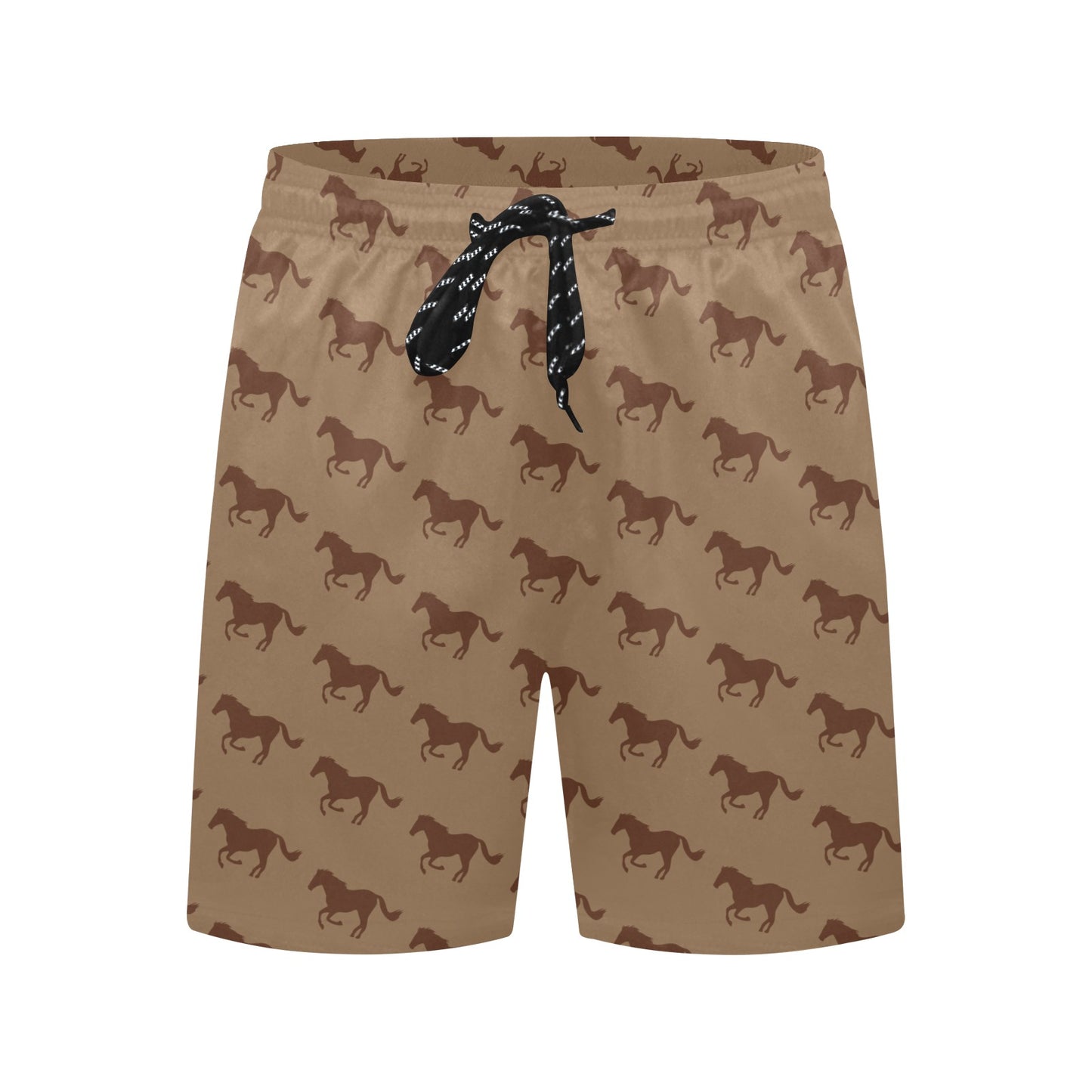 Horse Brown Print Design LKS307 Men's Swim Trunks Beach Shorts