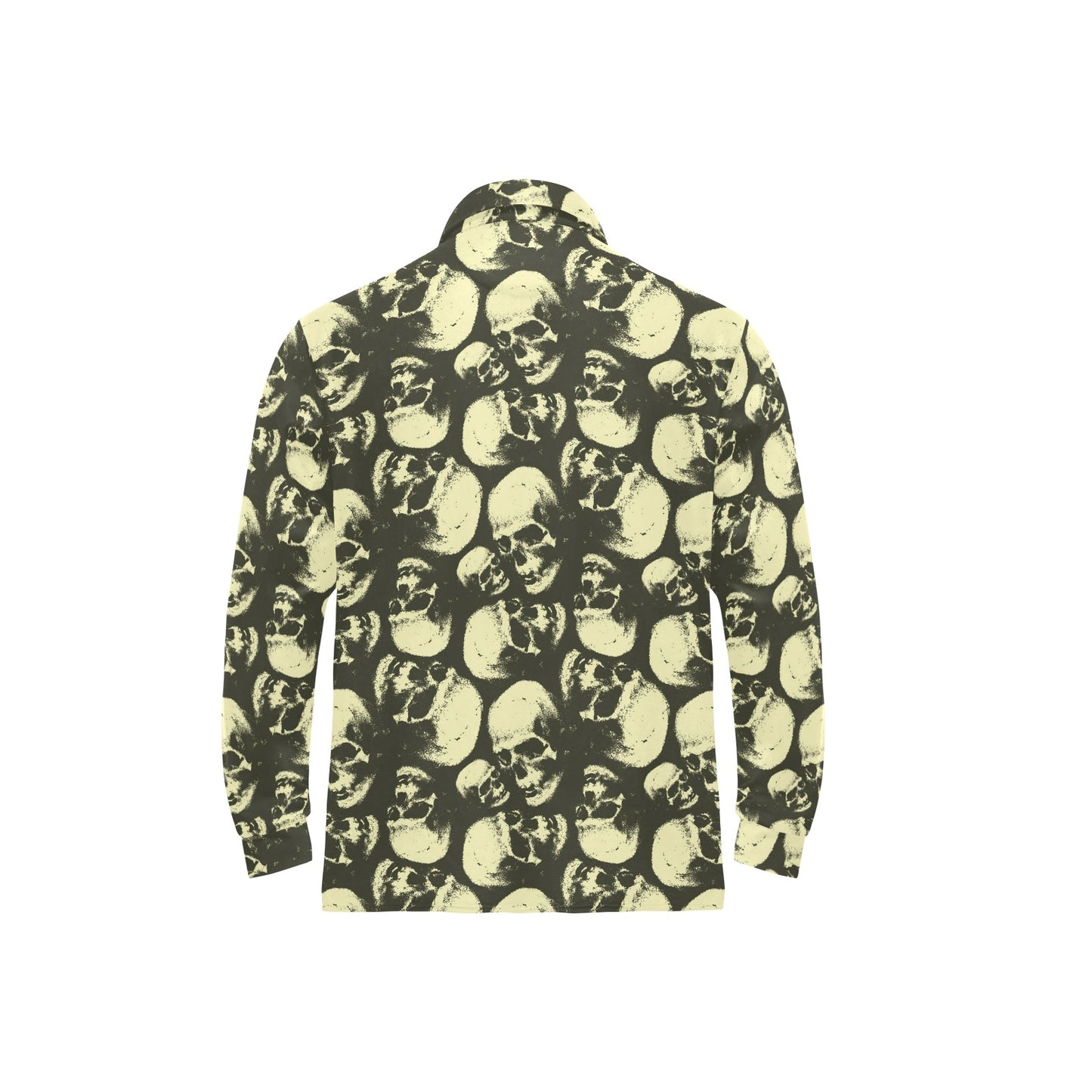 Skull Print Design LKS302 Long Sleeve Polo Shirt For Men's