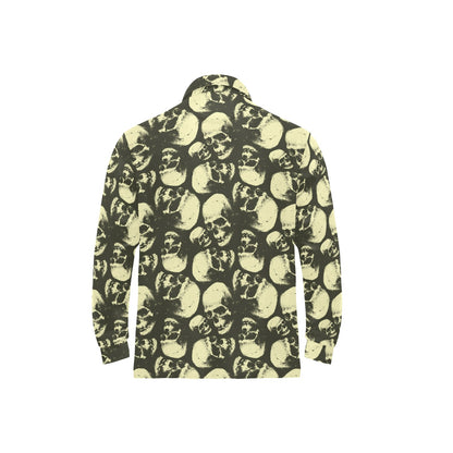 Skull Print Design LKS302 Long Sleeve Polo Shirt For Men's