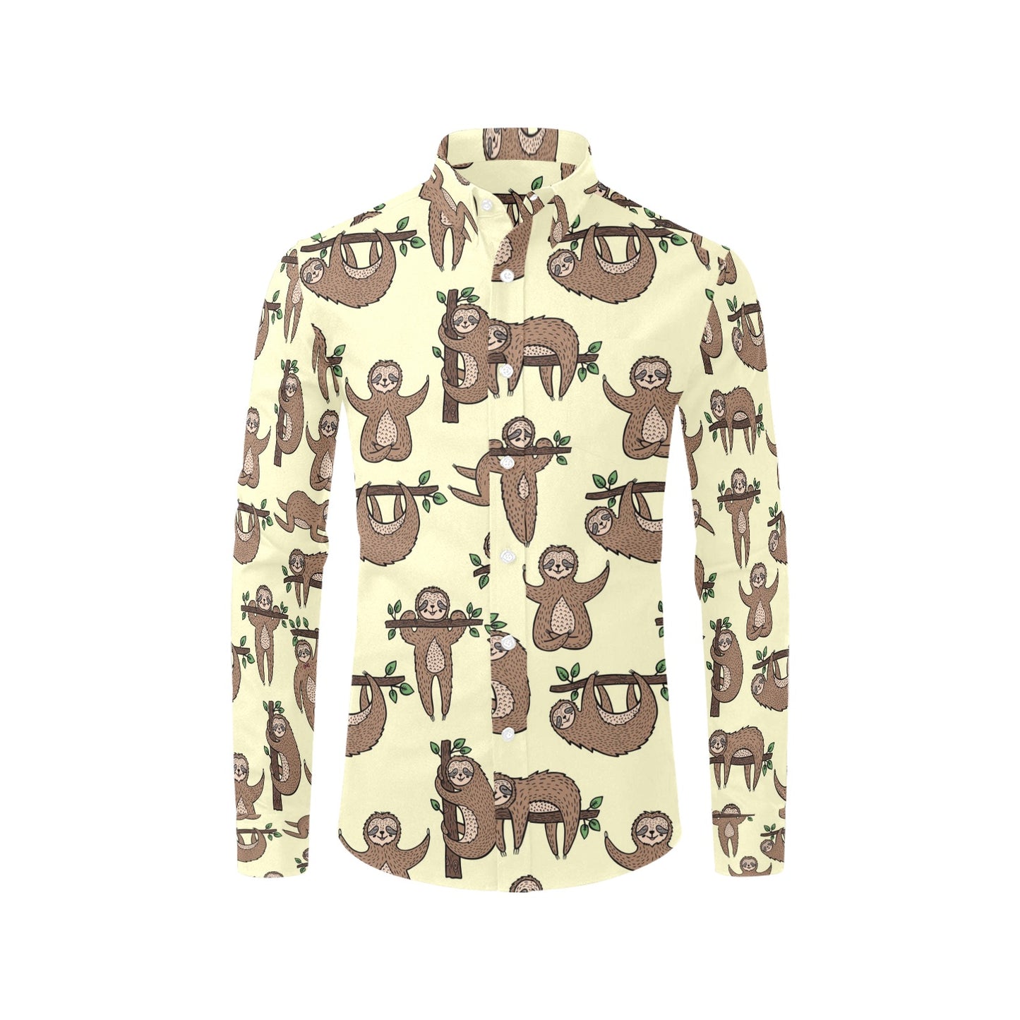 Sloth Print Design LKS3010 Men's Long Sleeve Dress Shirt