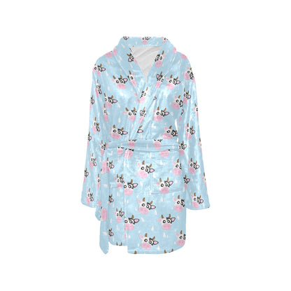 Cow Pattern Print Design 07 Women's Fleece Robe