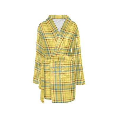 Tartan Yellow Print Design LKS301 Women's Fleece Robe