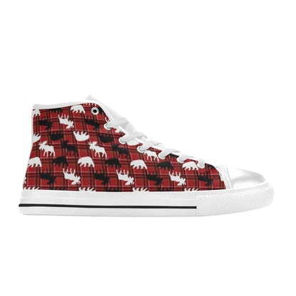 Moose Print Design LKS401 Men's High Top Canvas Shoes