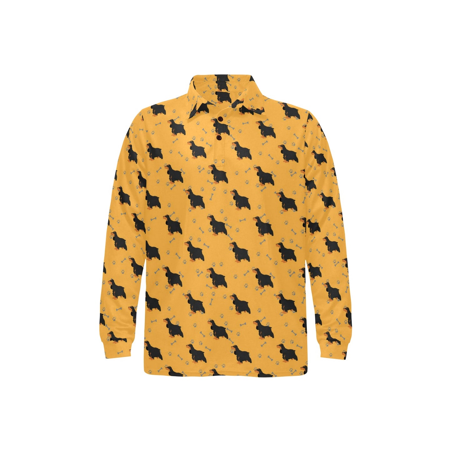 Cocker Pattern Print Design 01 Long Sleeve Polo Shirt For Men's