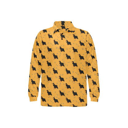 Cocker Pattern Print Design 01 Long Sleeve Polo Shirt For Men's