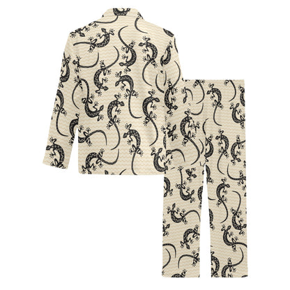 lizard Pattern Print Design 02 Men's Long Pajama Set