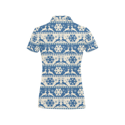 Reindeer Print Design LKS401 Women's Polo Shirt