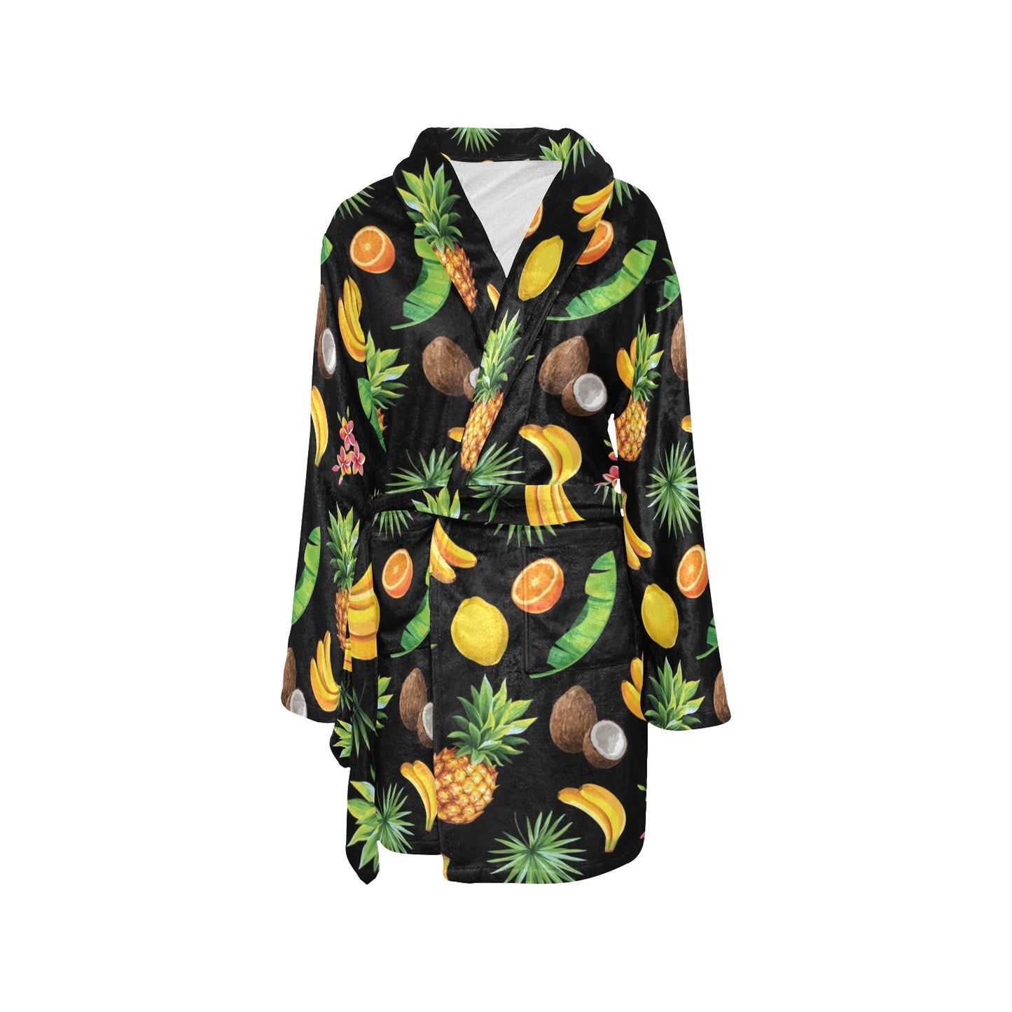 Tropical Fruits Pattern Print Design TF03 Women's Fleece Robe