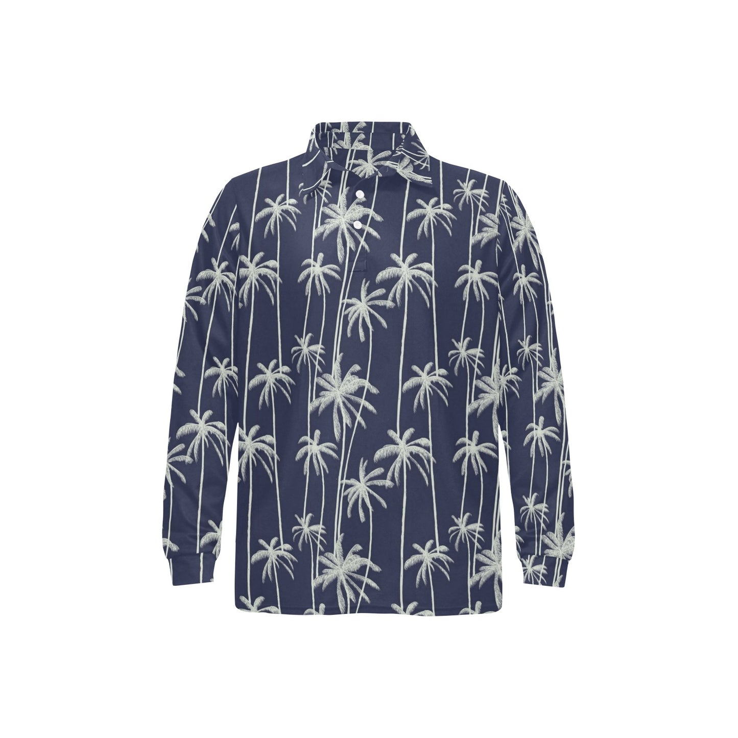 Palm Tree Pattern Print Design PT06 Long Sleeve Polo Shirt For Men's