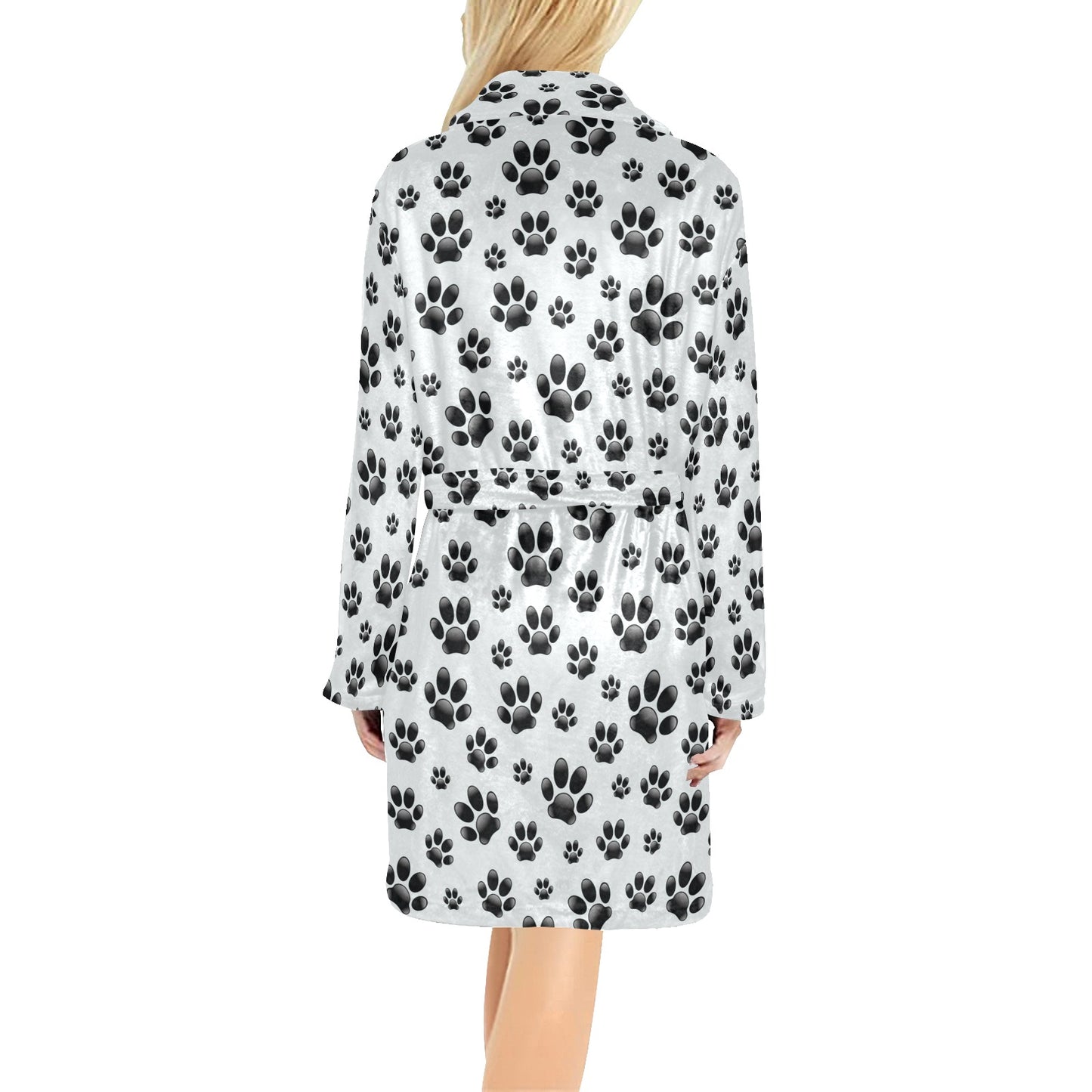 Paw Themed Print Women's Fleece Robe