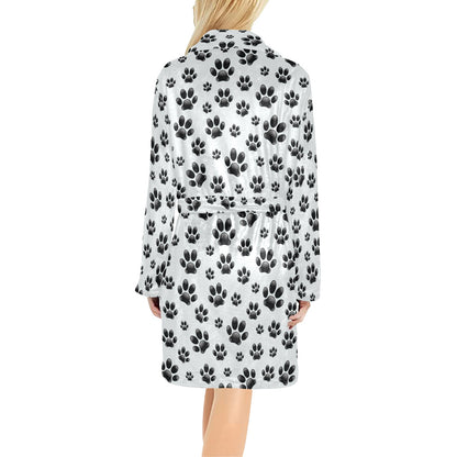 Paw Themed Print Women's Fleece Robe
