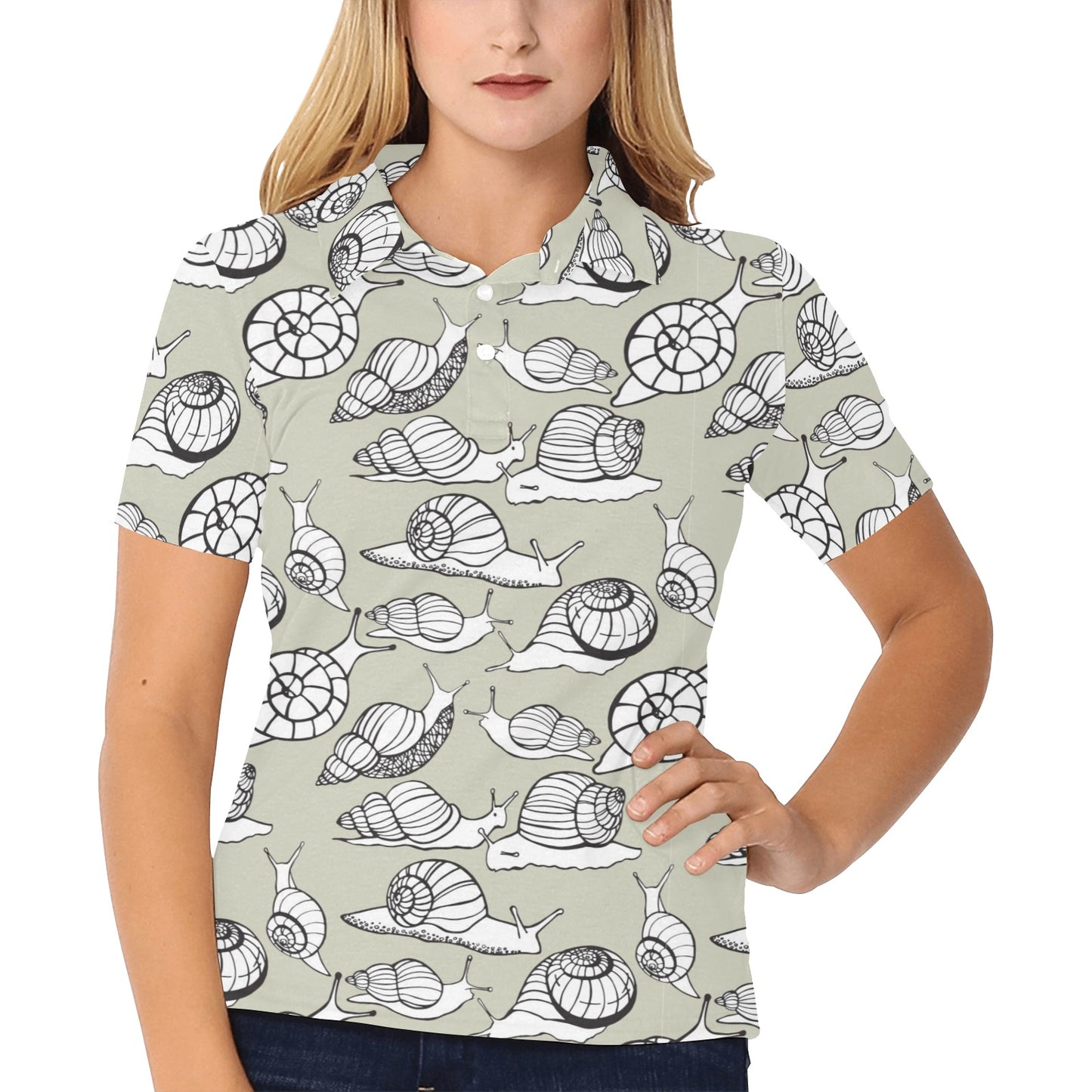 Snail Pattern Print Design 03 Women's Polo Shirt