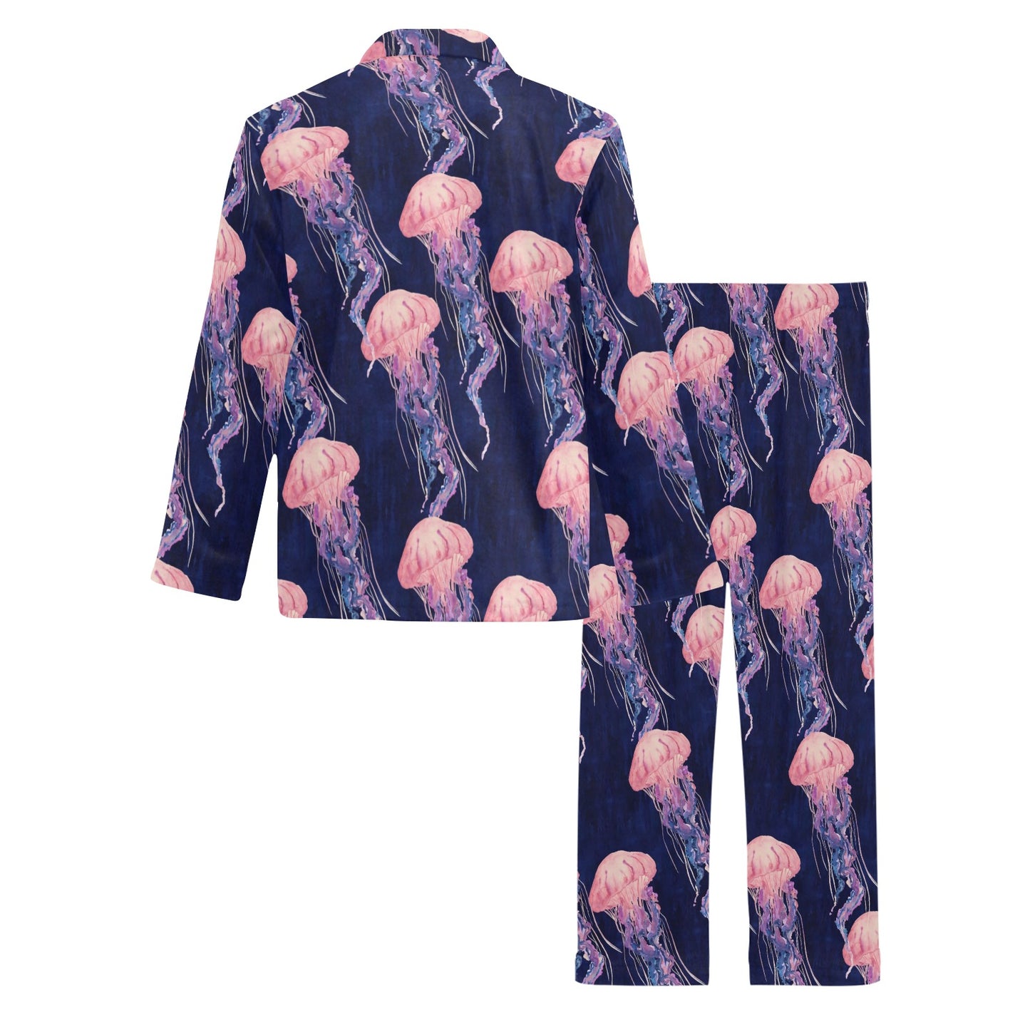 Jellyfish Pattern Print Design 03 Men's Long Pajama Set