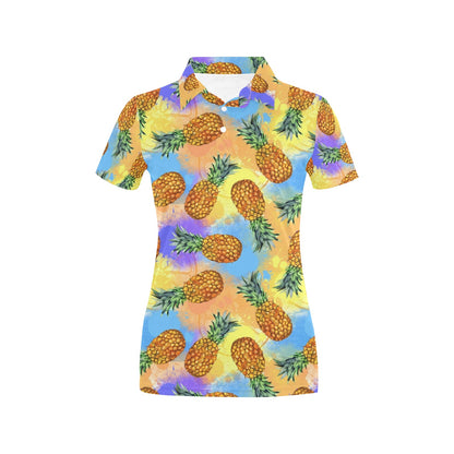 Pineapple Pattern Print Design PP09 Women's Polo Shirt