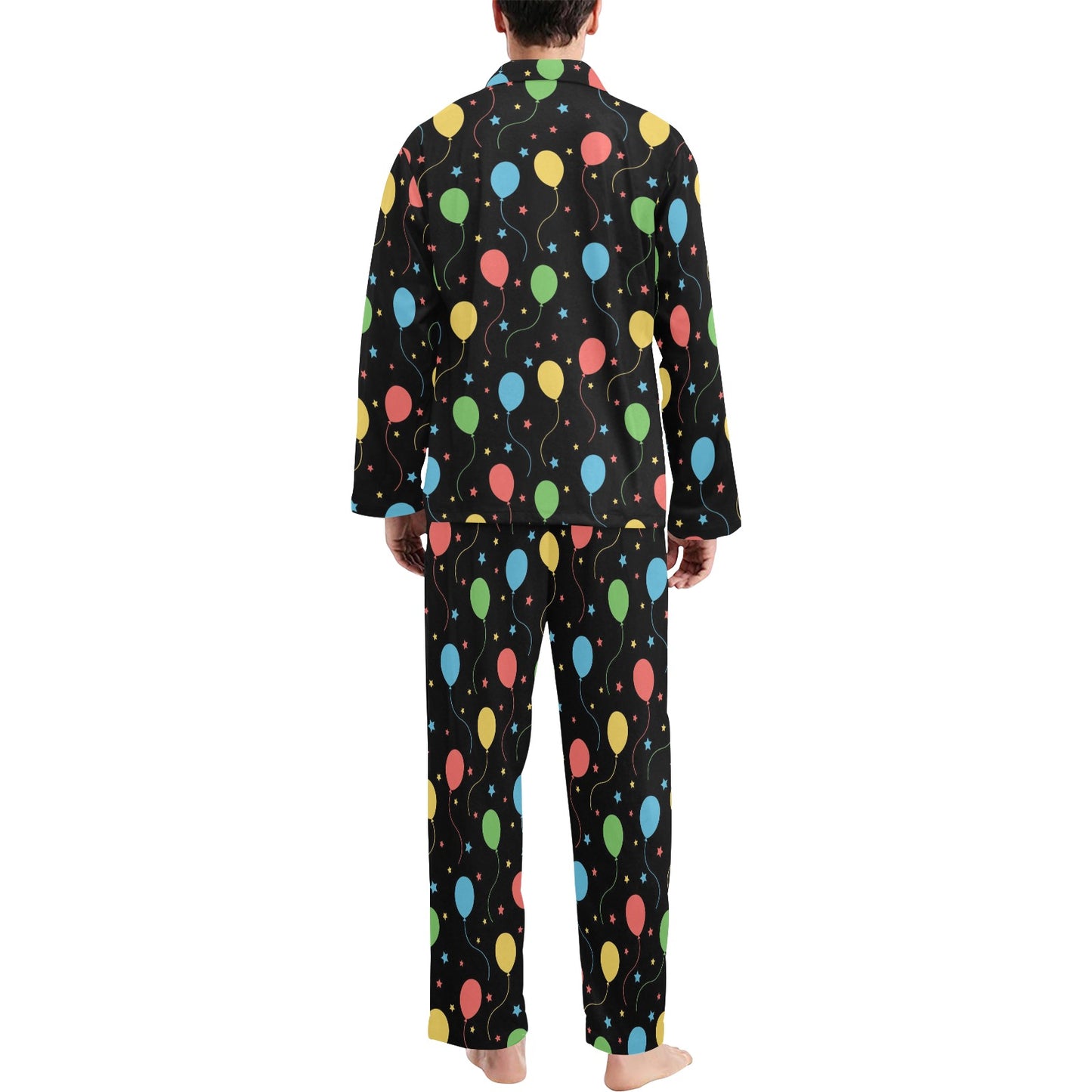 Ballon Colorful Pattern Print Design 04 Men's Long Pajama Set