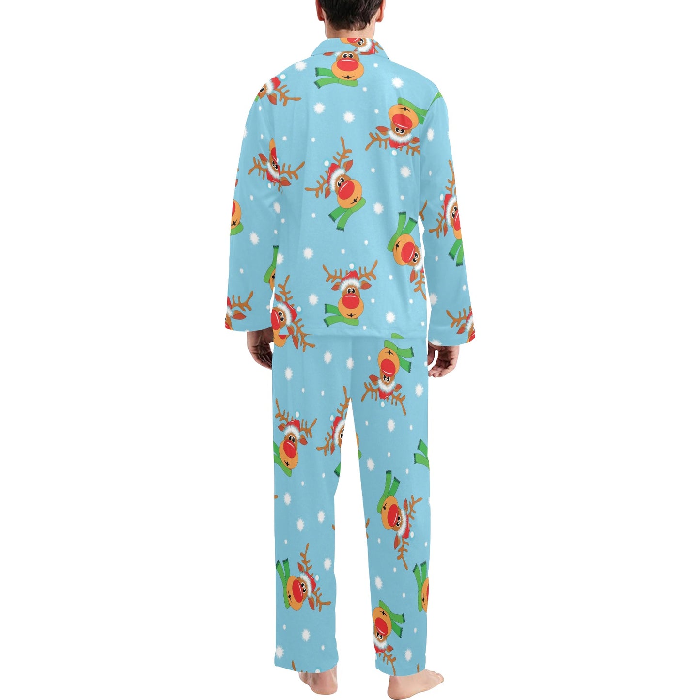 Reindeer cute Pattern Print Design 02 Men's Long Pajama Set