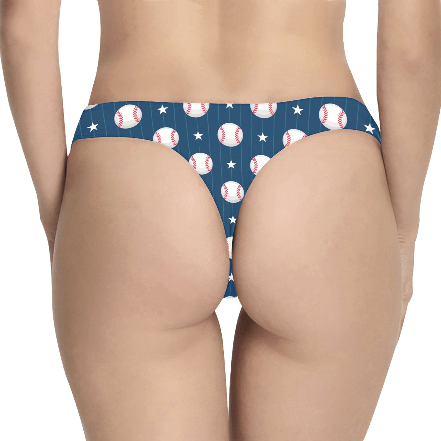 Baseball Star Print Pattern Women's Thongs