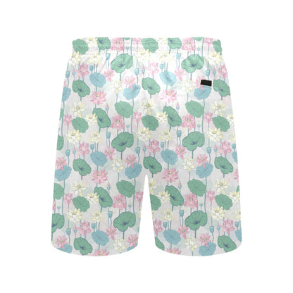 Water Lily Print Design LKS305 Men's Swim Trunks Beach Shorts