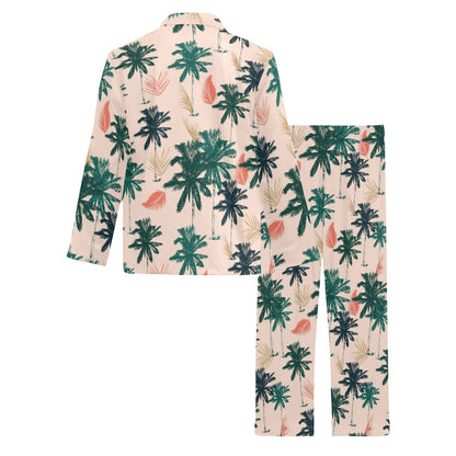 Palm Tree Pattern Print Design PT014 Men's Long Pajama Set