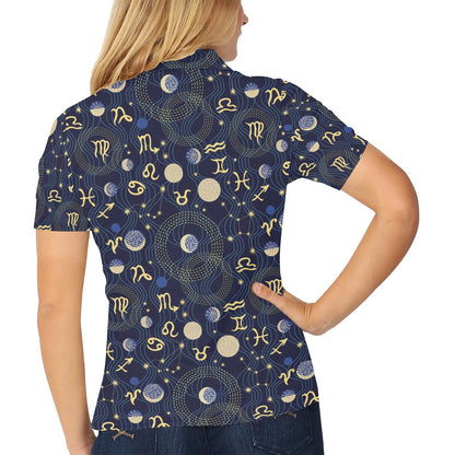 Zodiac Print Design LKS302 Women's Polo Shirt