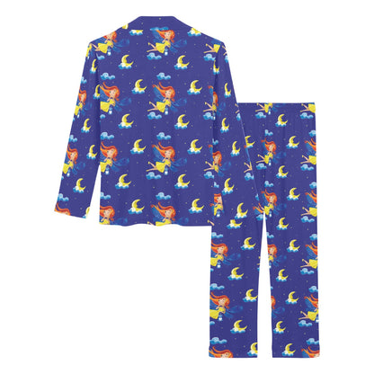 Fairy with Moon Print Pattern Women's Long Pajama Set