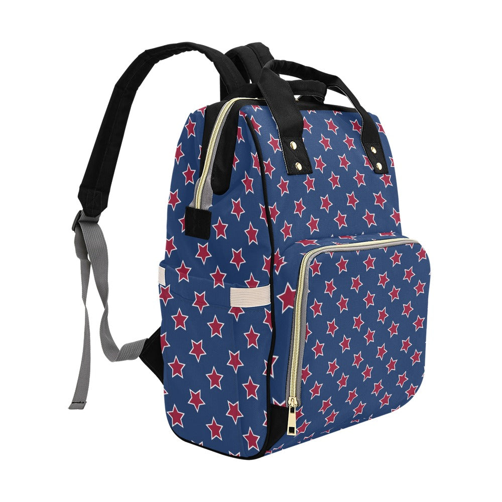 Star Red Blue Print Design LKS301 Diaper Bag Backpack
