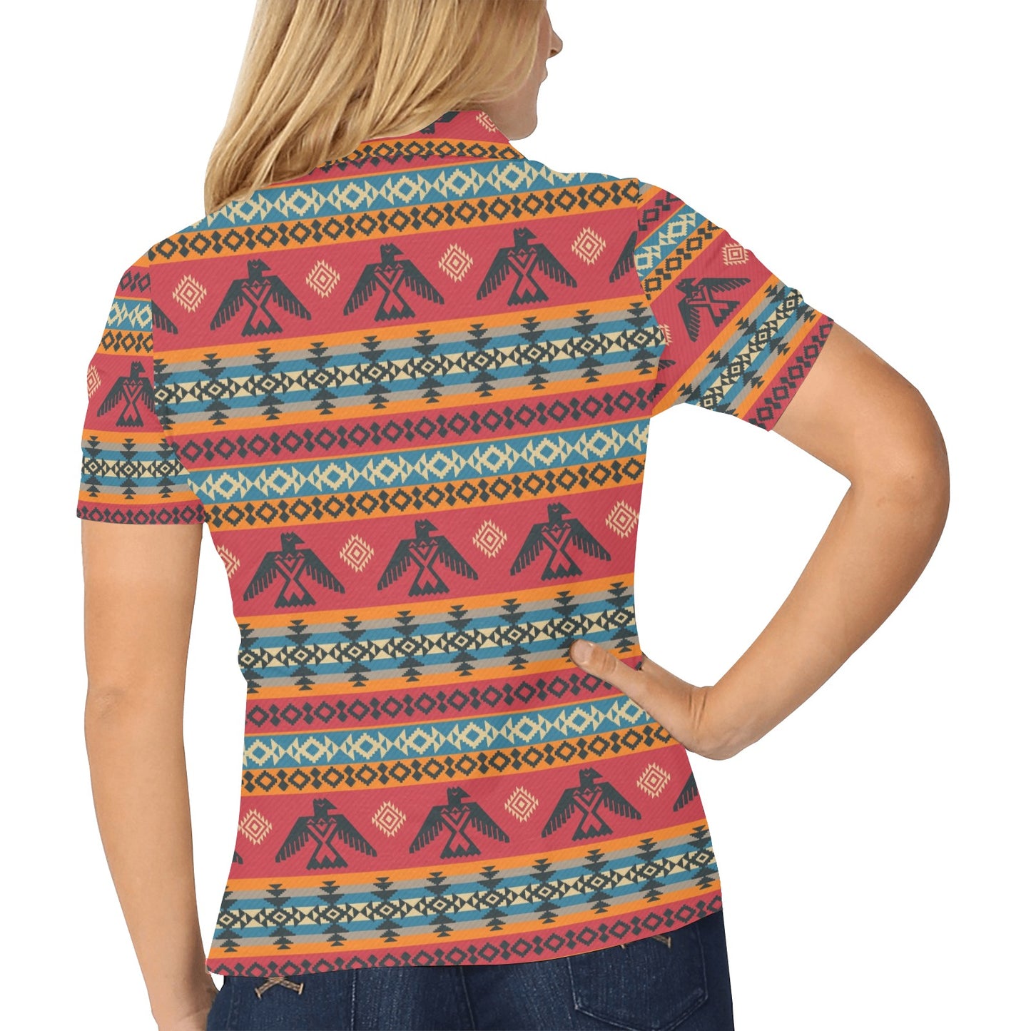 Eagles Native American Design Women's Polo Shirt