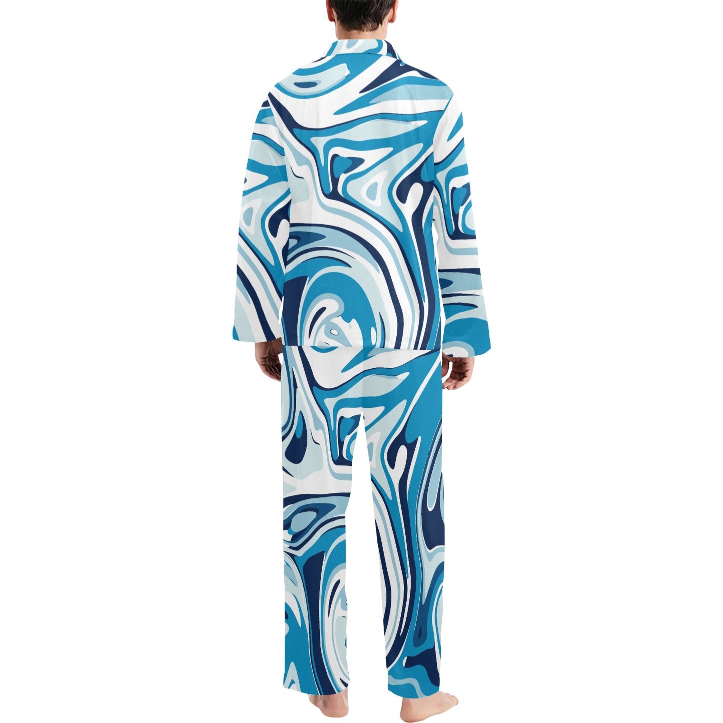 Liquid Pattern Print Design 05 Men's Long Pajama Set