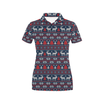 Reindeer Print Design LKS405 Women's Polo Shirt