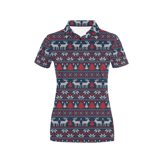 Reindeer Print Design LKS405 Women's Polo Shirt