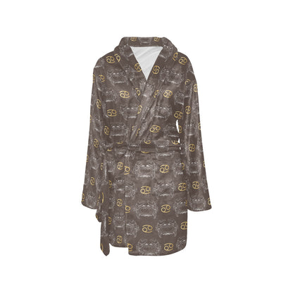 Cancer Zodiac Pattern Print Design 01 Women's Fleece Robe