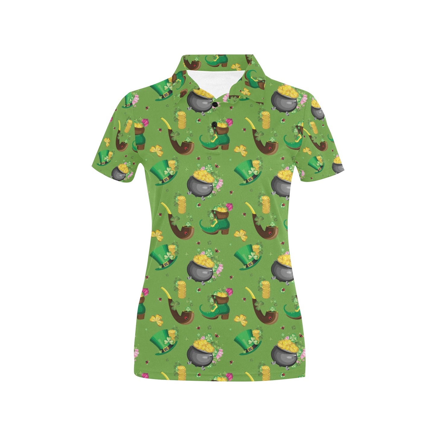 Shamrock Saint Patrick's Day Print Design LKS306 Women's Polo Shirt