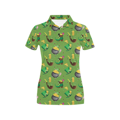 Shamrock Saint Patrick's Day Print Design LKS306 Women's Polo Shirt
