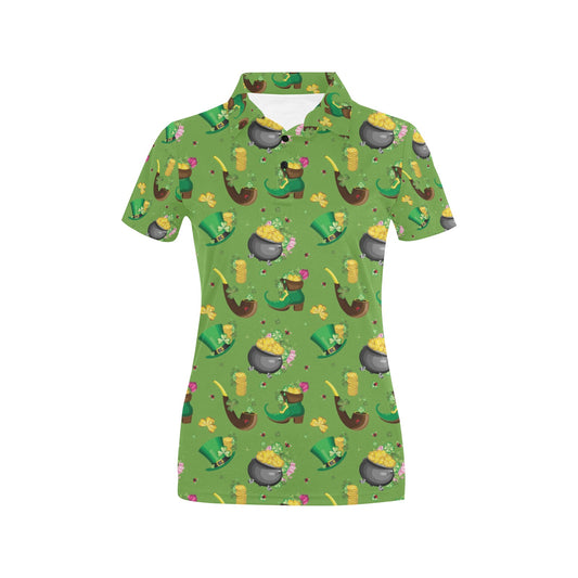 Shamrock Saint Patrick's Day Print Design LKS306 Women's Polo Shirt