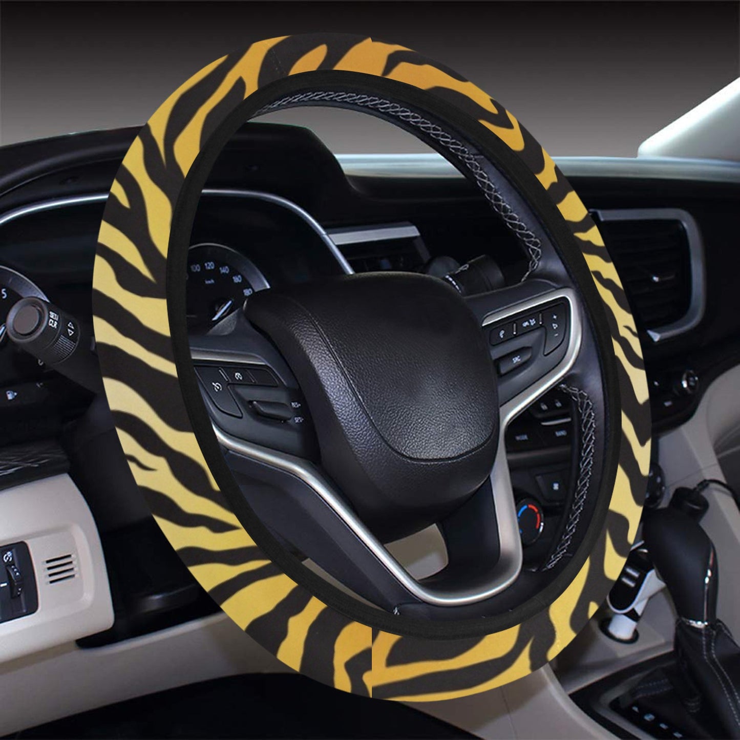 Tiger Print Design LKS302 Steering Wheel Cover with Elastic Edge