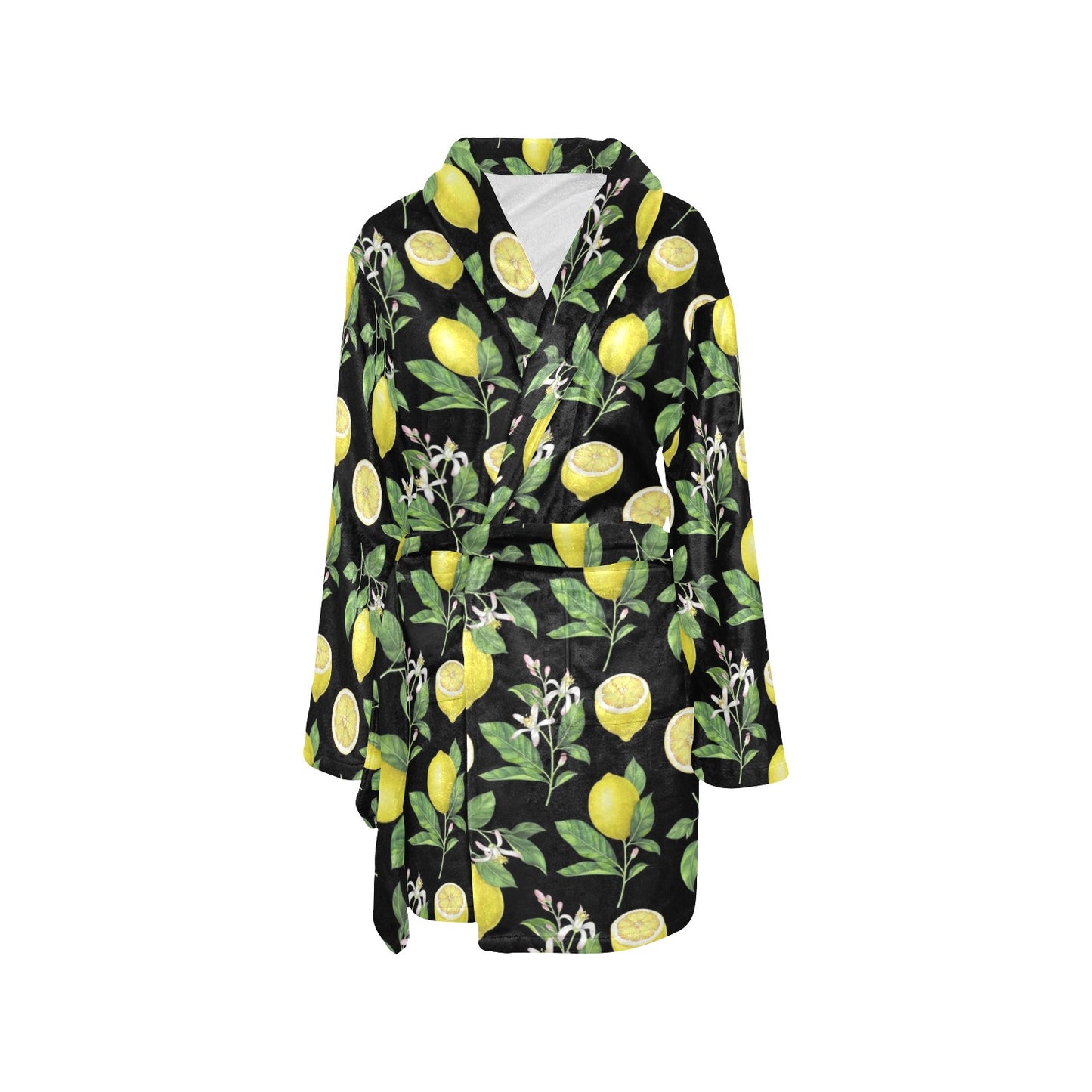 Lemon Pattern Print Design LM02 Women's Fleece Robe