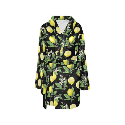 Lemon Pattern Print Design LM02 Women's Fleece Robe